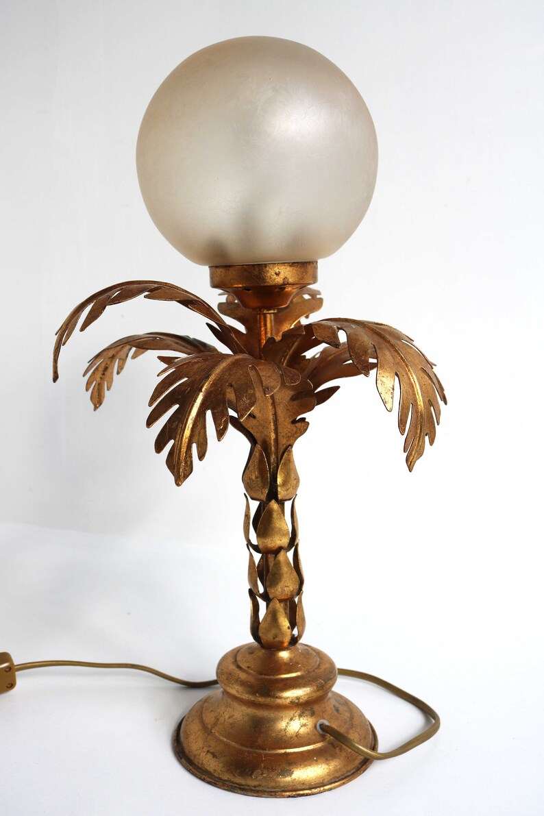 Gilded Palm Tree Table Light by Hans Kögl Germany 1970 Gilt Etsy