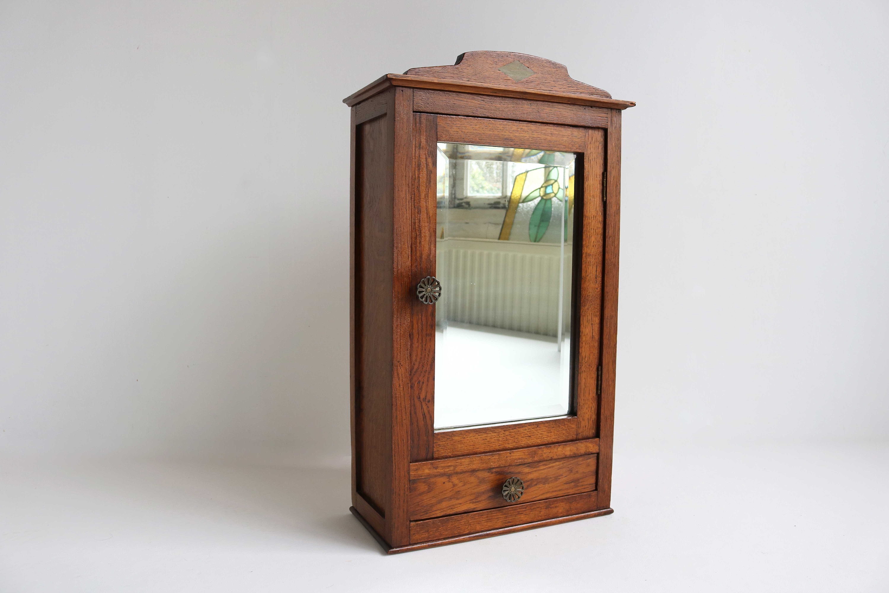 1920s Art Deco Small Wall Cabinet Antique Wooden Cabinet Hanging