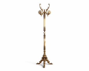 Italian Onyx Marble Coat Rack, Brass Hall Tree, Decorative Hall Stand, Hollywood Regency