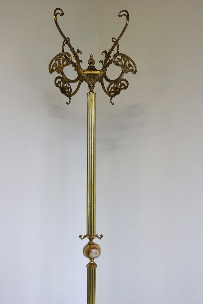 Ornate Brass Free Standing Coat Rack Centerpiece Round Marble - Etsy