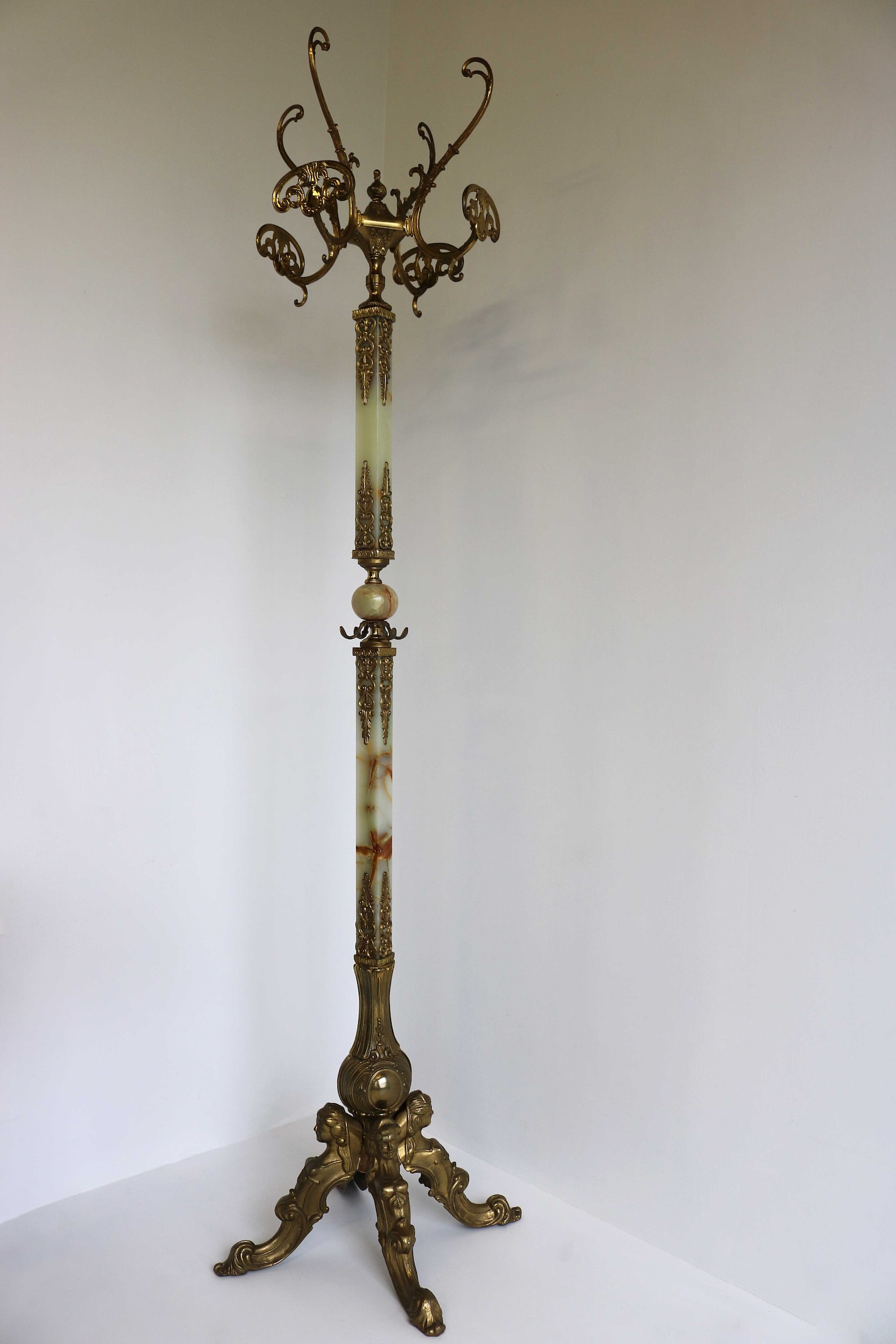 Antique Style Ornate Brass and Onyx Marble Coat Rack Hat Stand - Etsy