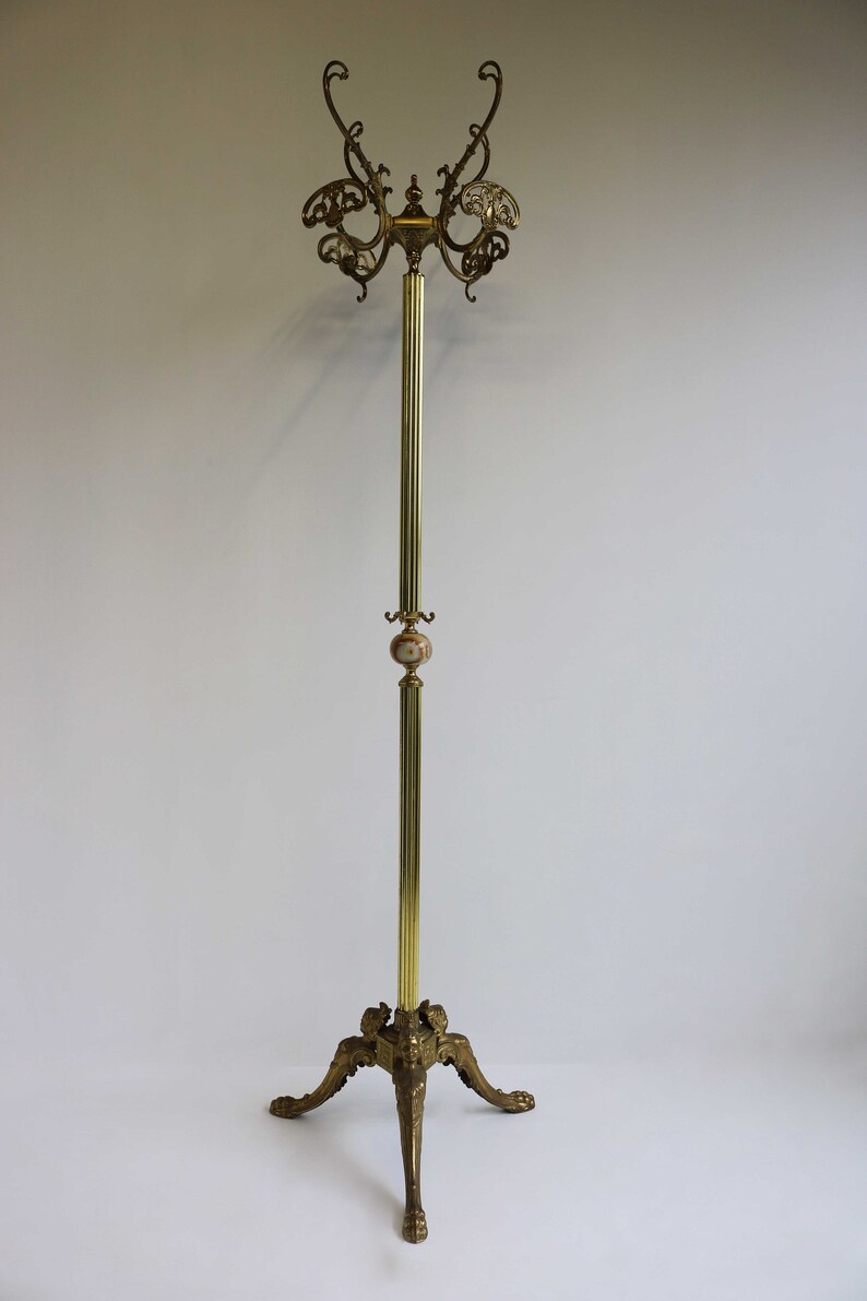 Ornate Brass Free Standing Coat Rack Centerpiece Round Marble - Etsy