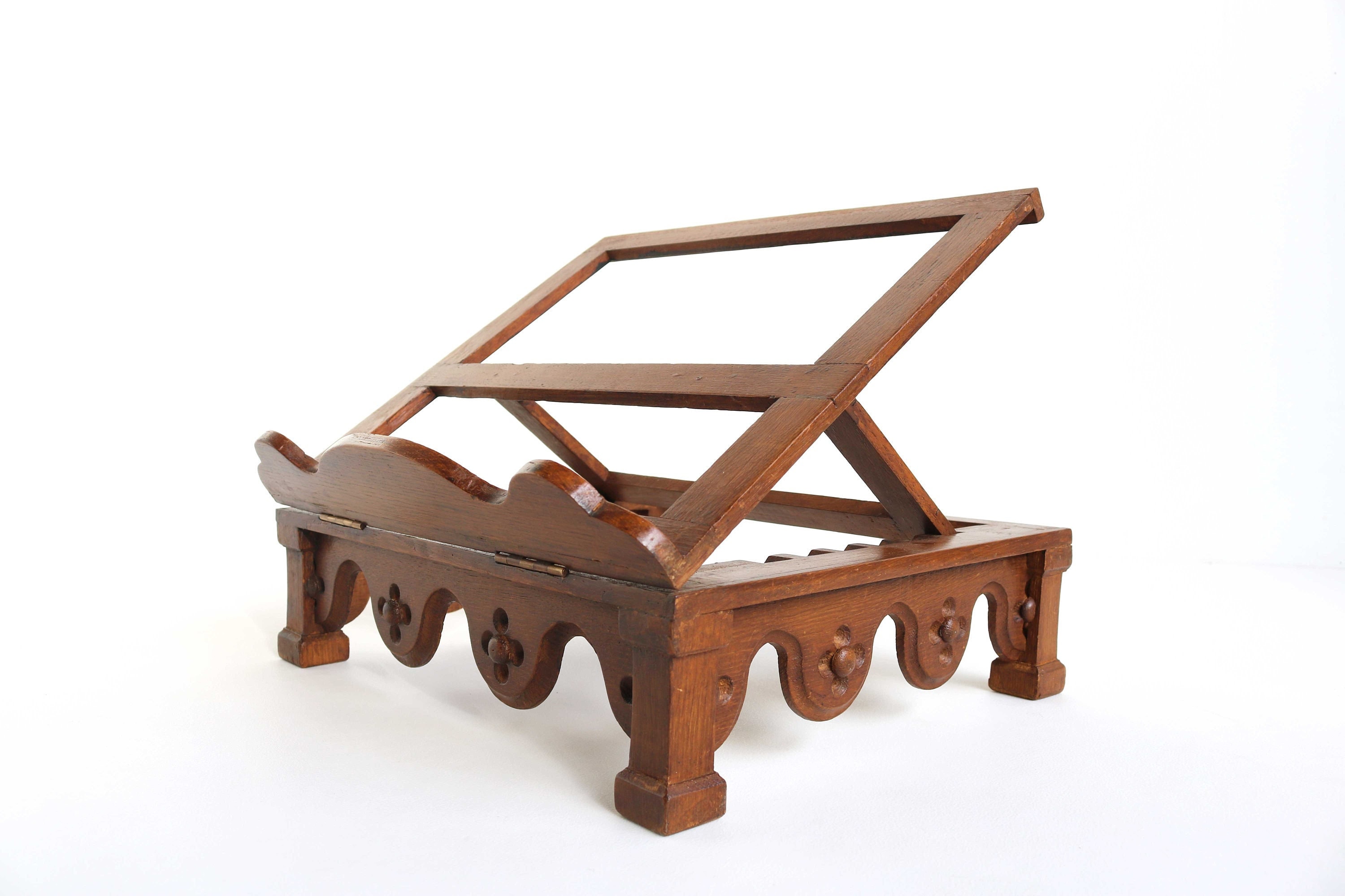 Antique Hand Crafted Wood Lutrin Bible Book Stand Religious