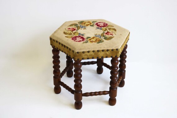 フットスツール花柄ヴィンテージ