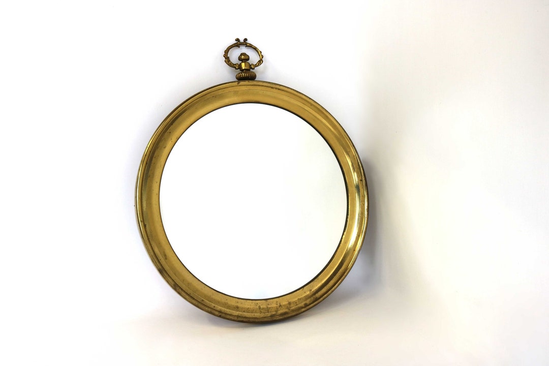 昭和レトロ　ミッドセンチュリー　金属製　丸型　楕円形　小型　真鍮　スタンドミラー Amazon.co.jp: North Orange 姿見 全身鏡 アンティーク 鏡