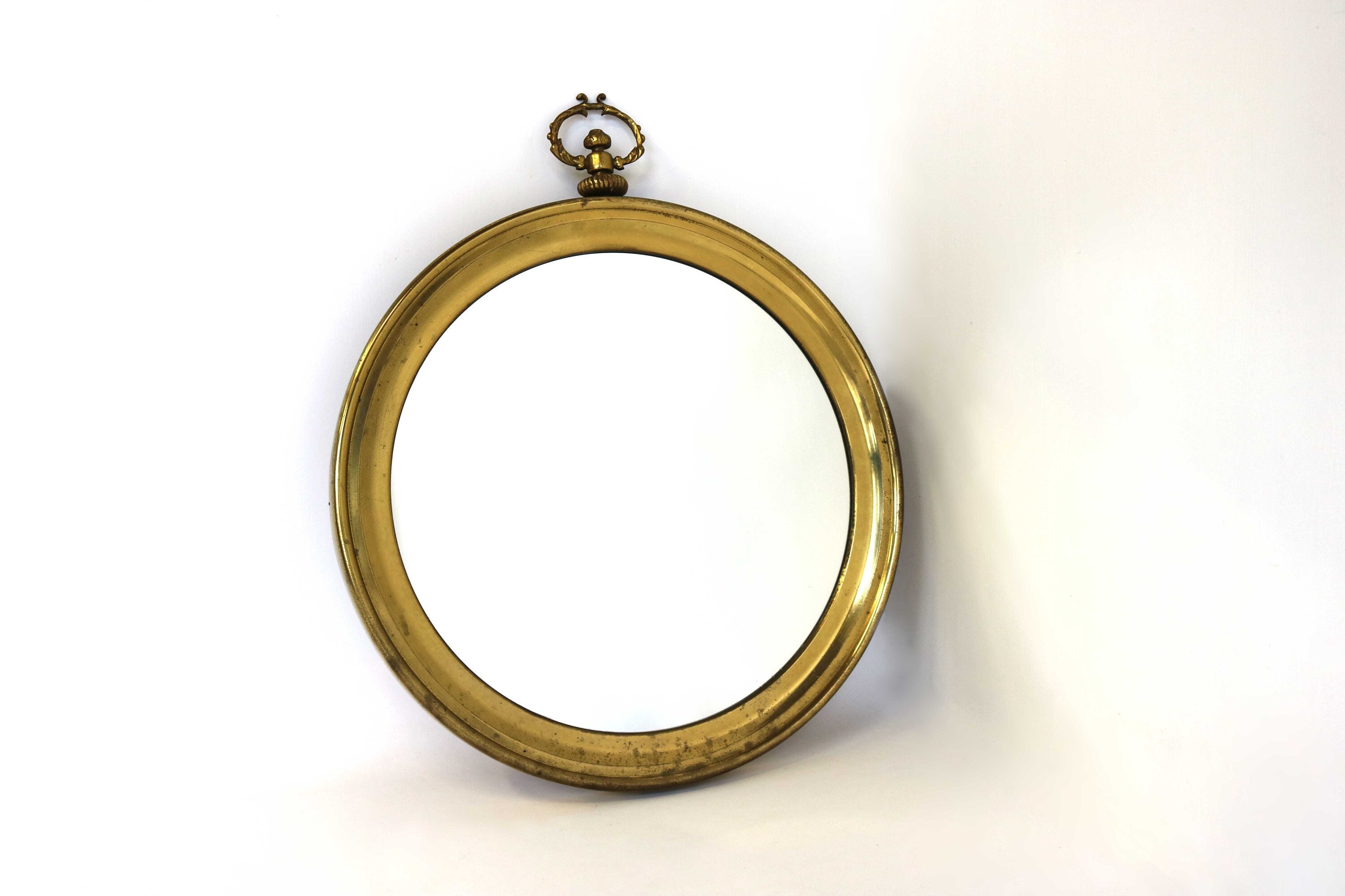 ヴィンテージフランス製真鍮製懐中時計ミラー：ミッド