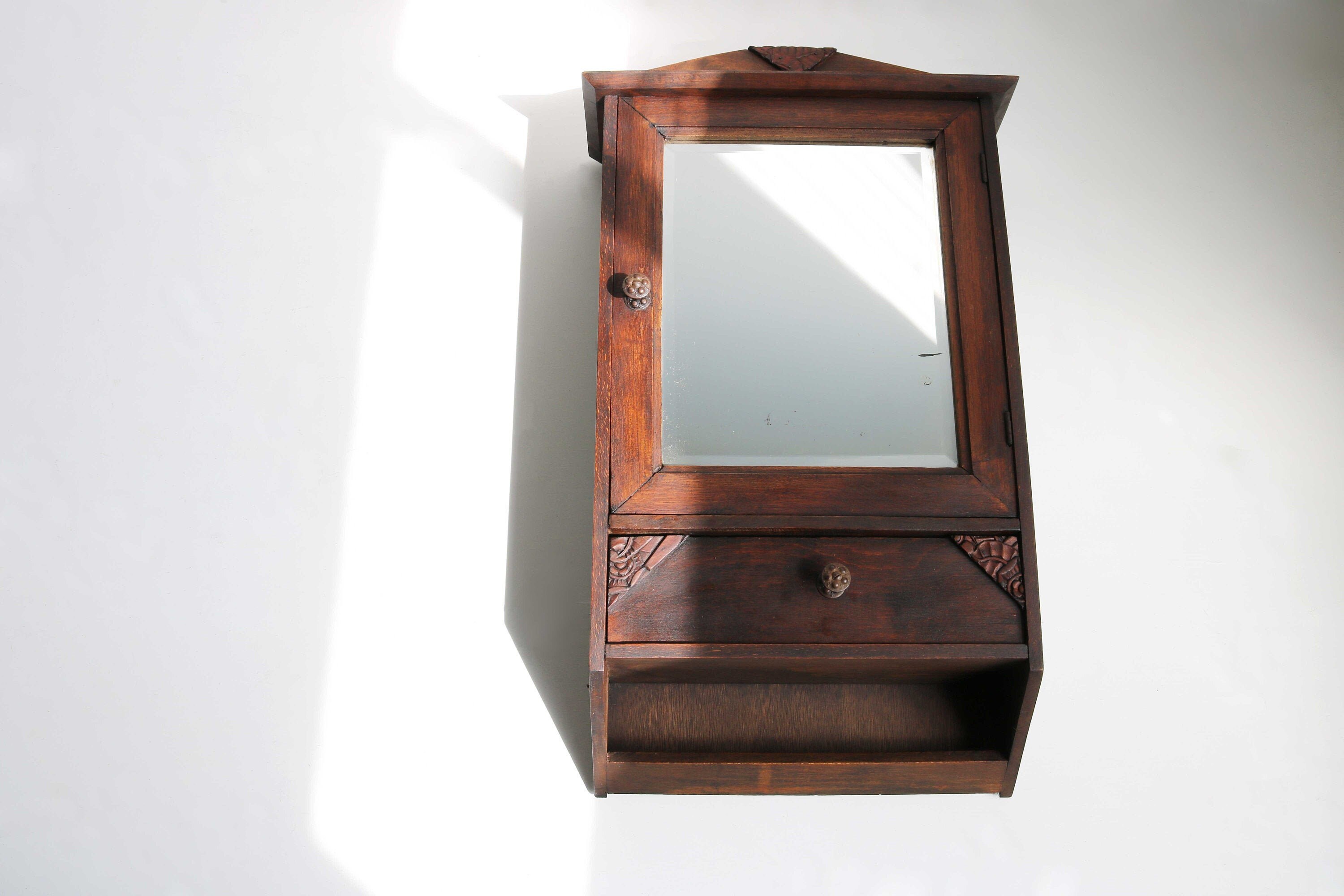 Art Deco Kleiner Wandschrank Vintage Holz Medizin Badezimmer | Etsy