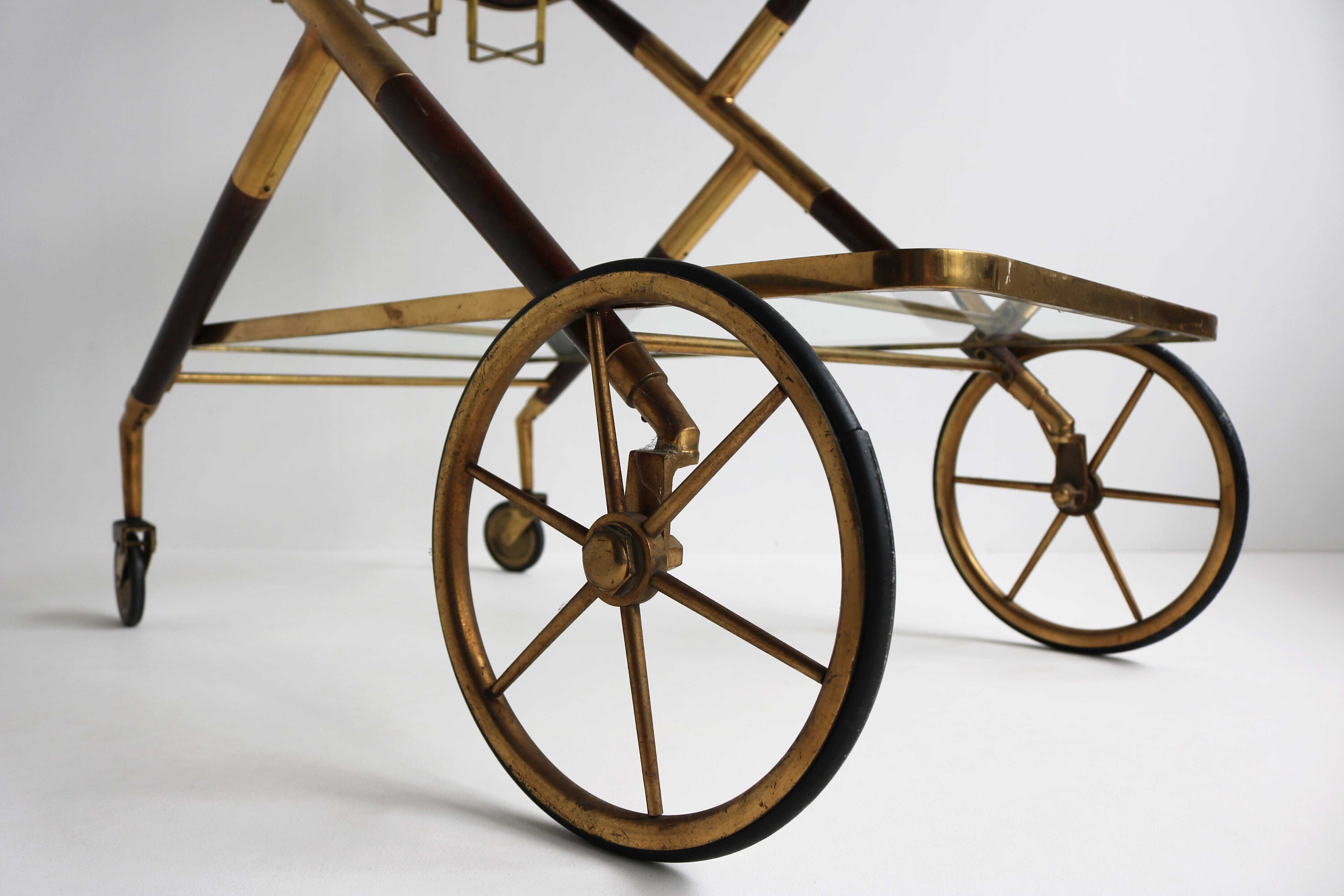 Cesare Lacca 真鍮＆木製バーカート：ミッドセンチュリーイタリア製