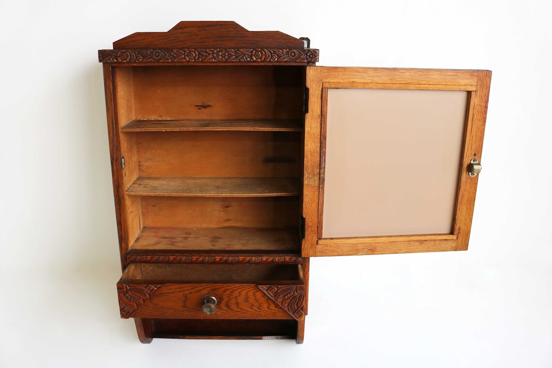 Art Deco Vintage Wood Medicine Bathroom Apothecary Etsy
