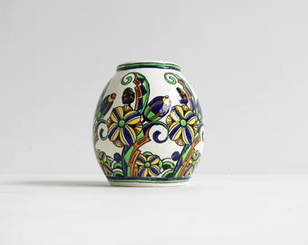 ボッホフレール ラルーヴィエール アールデコ 陶器 花瓶, 手描き