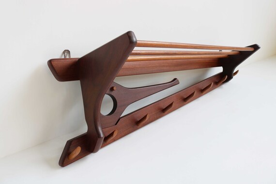 Midcentury Design Solid Teak Wardrobe Entryway Shelf Coatrack Hatrack Hall Rack Coat Hanger Coat Stand Scandinavian Danish Design 60s Retro Etsy
