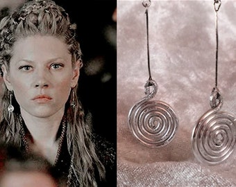 Pendientes de estilo Viking-Lagertha Escudo Doncella azul