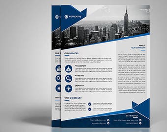corporate flyer template printable marketing flyer psd etsy