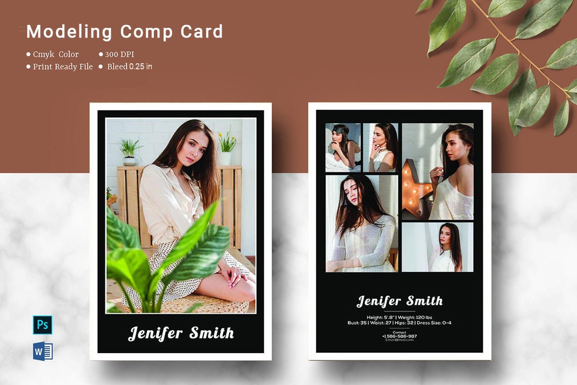 Modeling Comp Card Template Model Comp Card MS Word & | Etsy