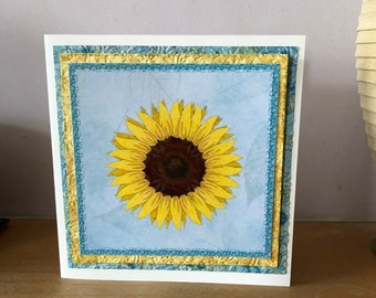 Sunflower gift card, Sunflower embellished card, Birthday Sunflower card, All occasions sunflower card, Sunflower greetings card