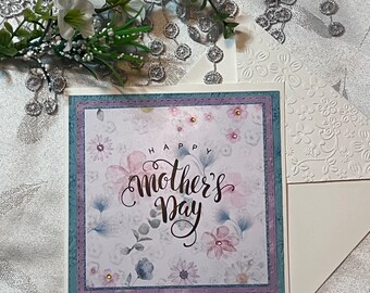 Mother’s Day flower card, Delicate handcrafted Mother’s Day gift card, Mother’s Day card