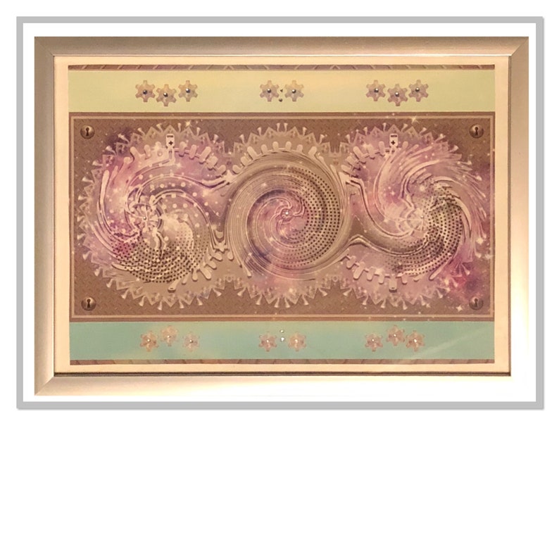 Boho embellished A4 framed art print boho decor Canvas art print Boho art pyschedelic art, room embellishment