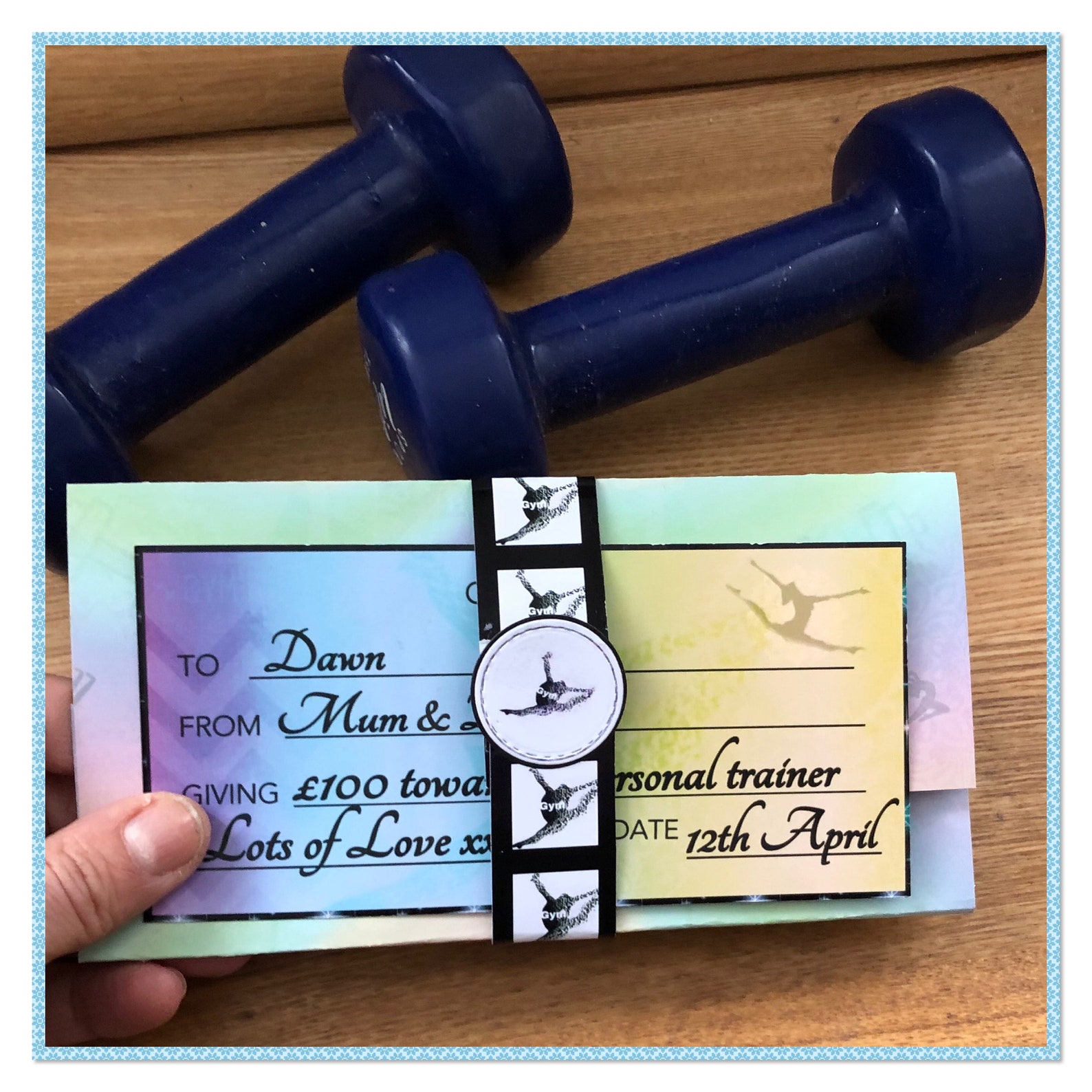 Personalised gym Cheque/ money wallet Fitness Birthday gift Etsy