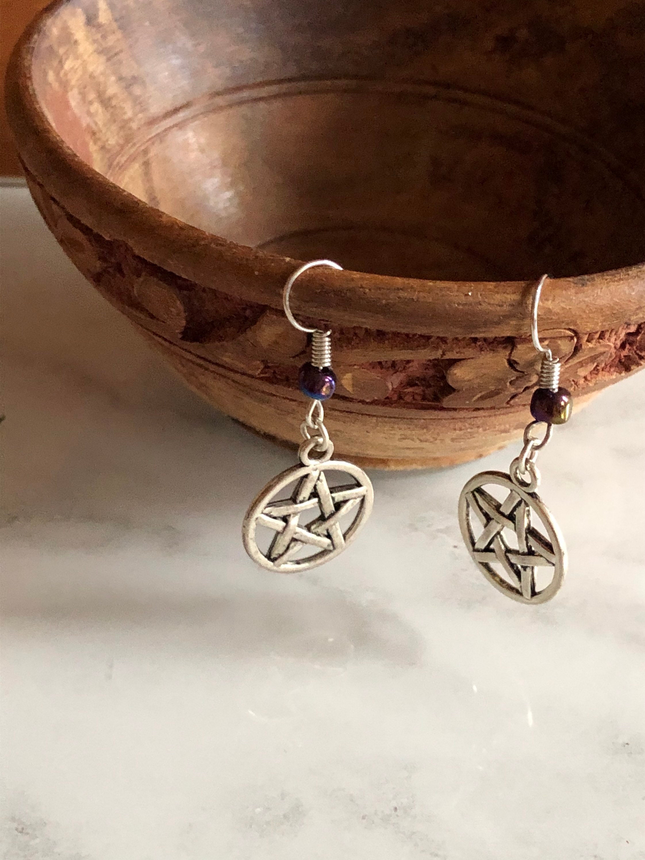 Pentacle Earrings,pentagram Earrings , Witch Earrings