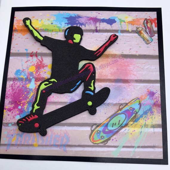 Skateboard Geburtstagskarte Alle Gelegenheiten Skateboard Etsy