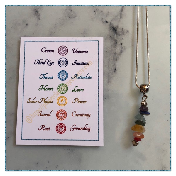 7 Chakra Gemstone Necklace: Silver Chain Yoga Jewelry