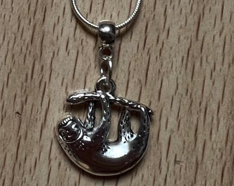 Silver Sloth Pendant Necklace: Sloth Jewelry Gift
