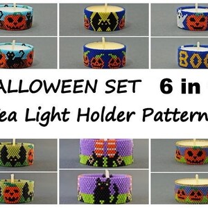 HALLOWEEN Tea Light Holder Pattern Set of 6 PUMPKIN Beading - Etsy