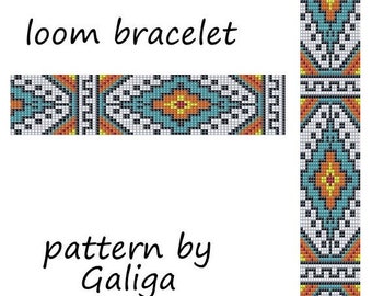 Beaded bracelet pattern Tribal pattern Loom pattern for beading pattern Beadweaving pattern Jewelry pattern Loom bracelet download pdf