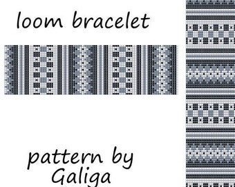 Loom pattern boho bracelet pattern gray bracelet beaded pattern grayscale pdf patterns Seed bead pattern Instant download square stitch