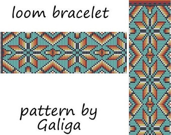 Loom pattern for beading Pattern bracelet beaded pattern mexican jewelry pattern Blue bracelet huichol floral pattern bead looming pattern