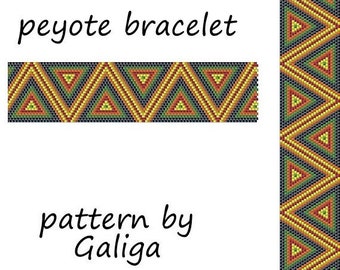Pattern for beading Pattern peyote Bracelet pattern beaded pattern geometric pattern Bedwork jewelry pattern green orange bracelet