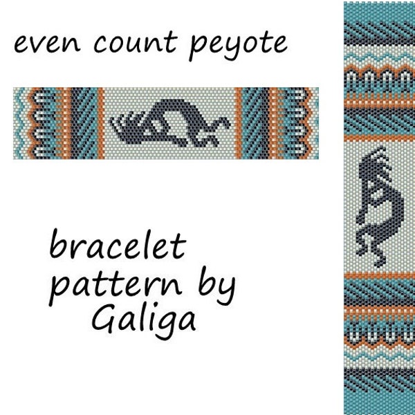 Kokopelli pattern Even count peyote bracelet pattern Turquoise bracelet Peyote pattern for beading pdf pattern Beaded Bracelet Beadwork