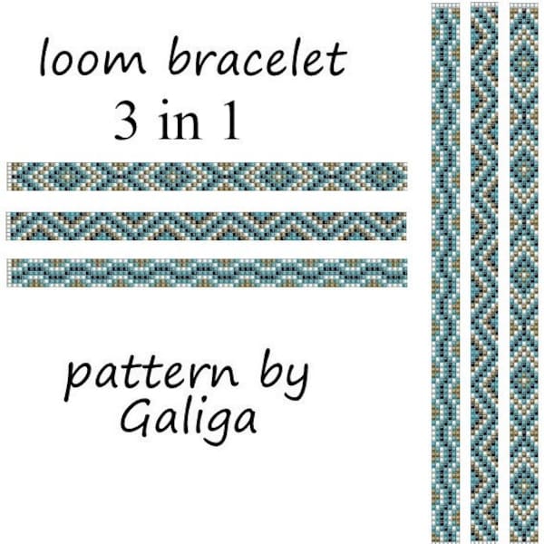 Loom patterns for beading 3 in 1 Layering bracelets patterns matching multi strand bracelet digital pattern pdf turquoise pattern rose gold