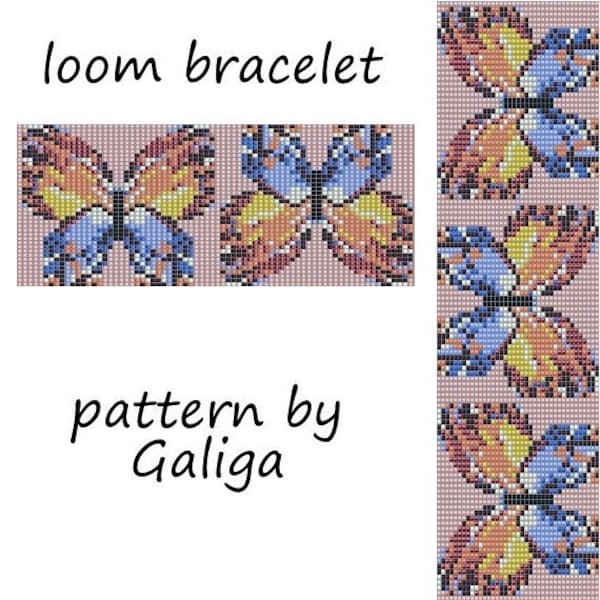 Butterfly bracelet pattern bead loom pattern Beading pattern colorful beaded butterfly pattern loom pattern beaded cuff pattern download