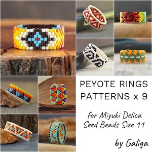 Peyote rings patterns Set Beading pattern Beaded rings Beadwork ring Jewelry pattern PDF Instant download Beadweaving pattern Seed bead ring