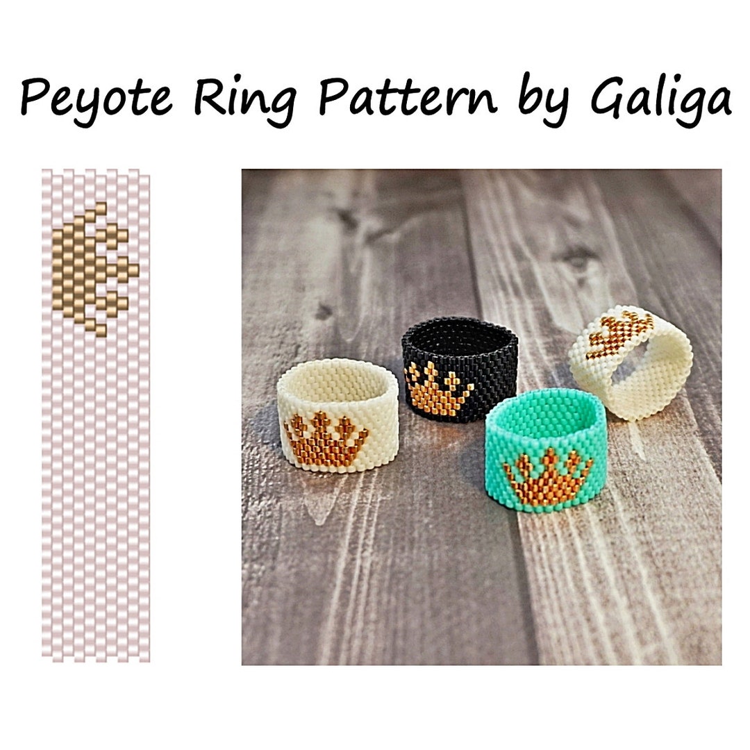 Crown Bead Ring Pattern for Beadwork Even Peyote Ring Digital Pattern