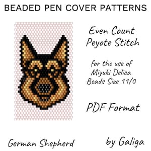 Mönster för schäferhund, fröpärlpenna, digital pärlpenna, omslag, djurpärlschema, pärlmönster, gör-det-själv-pärlarbeten, nedladdning