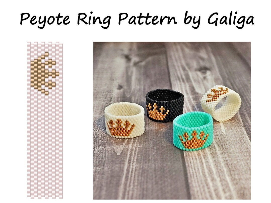 Crown Bead Ring Pattern for Beadwork Even Peyote Ring Digital Etsy