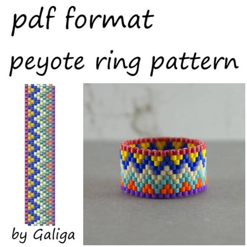 Peyote ring pattern wide ring beaded pattern Download pdf | Etsy