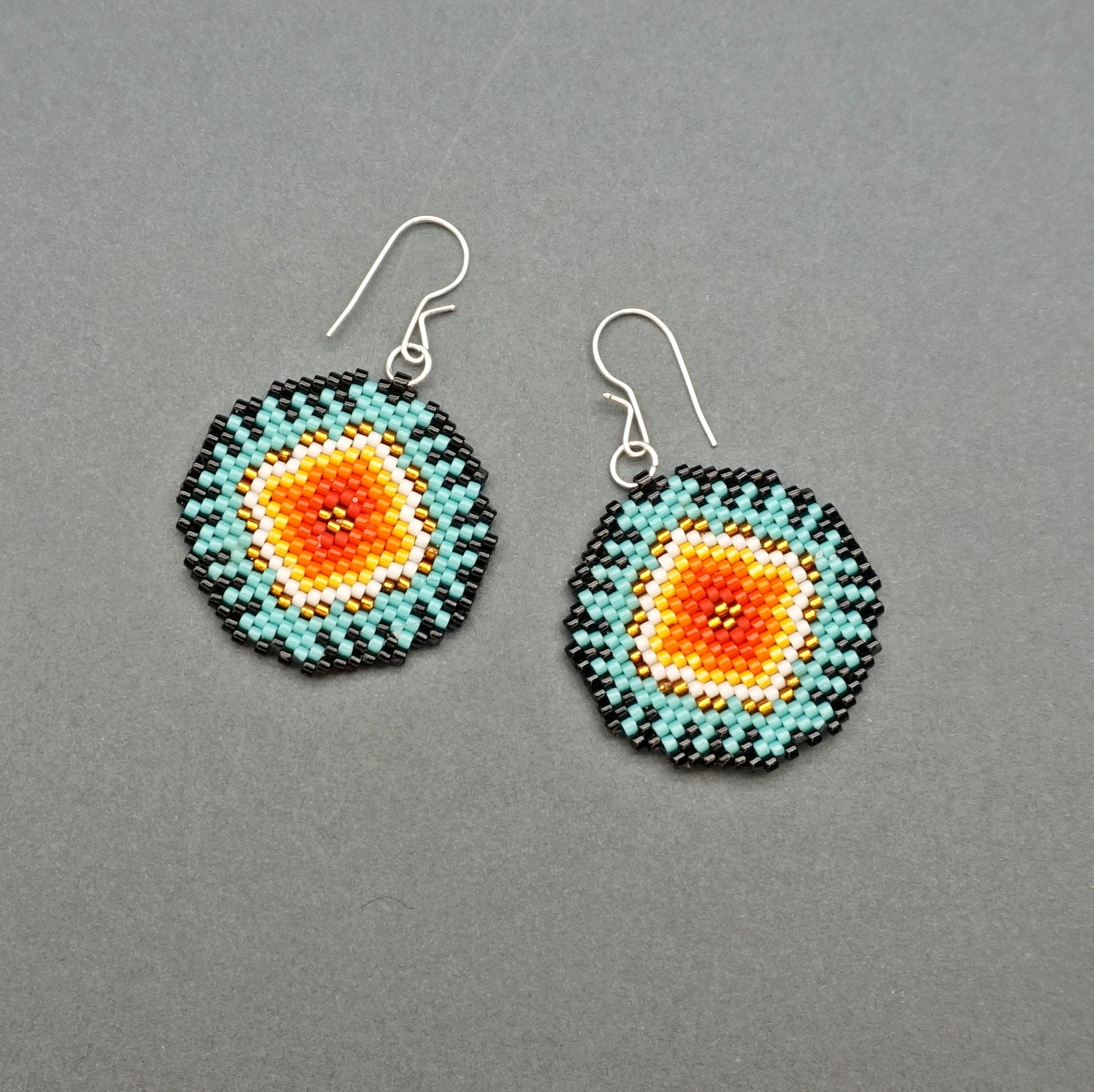 Beaded Earrings Pattern Round Summer Sea Sun Seed Bead Schema DIY ...