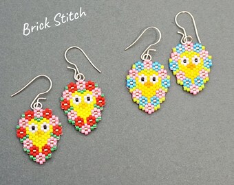 Ostern Küken Backstein Stitch Perlen Frühling Urlaub Blumenkranz Perlen Ohrringe Muster Perle Zubehör Digital Dekoration Wohnkultur diy