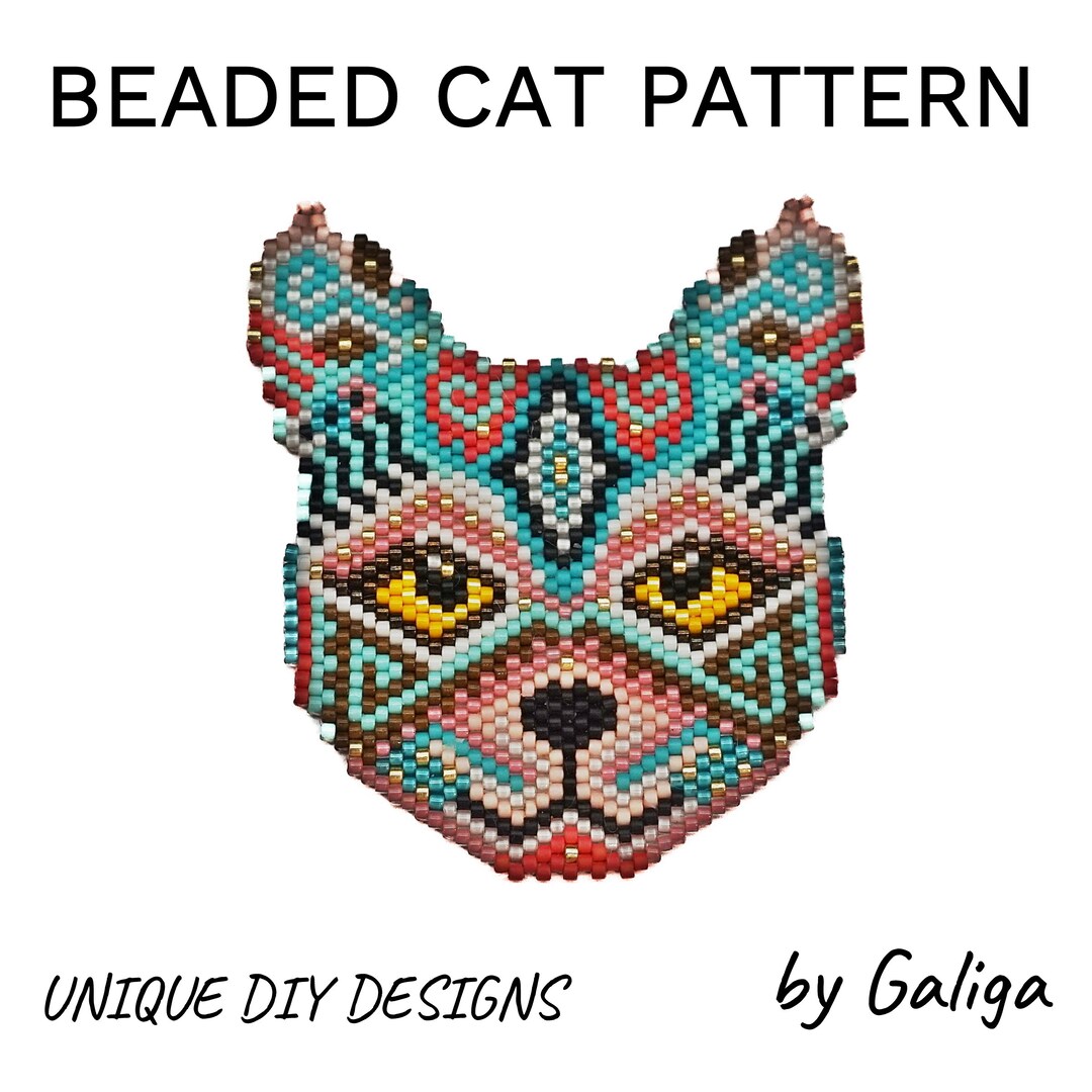 Beaded Cat Pattern Brick Stitch Jewelry Making DIY Pet Seed Bead Design