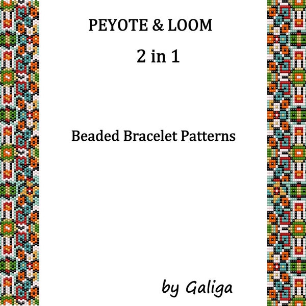 Modèles de bracelets de perles colorées Schéma de bracelet de perles Peyote Loom bracelet de perles Télécharger Modèle de bijoux numérique Bracelet multicolore