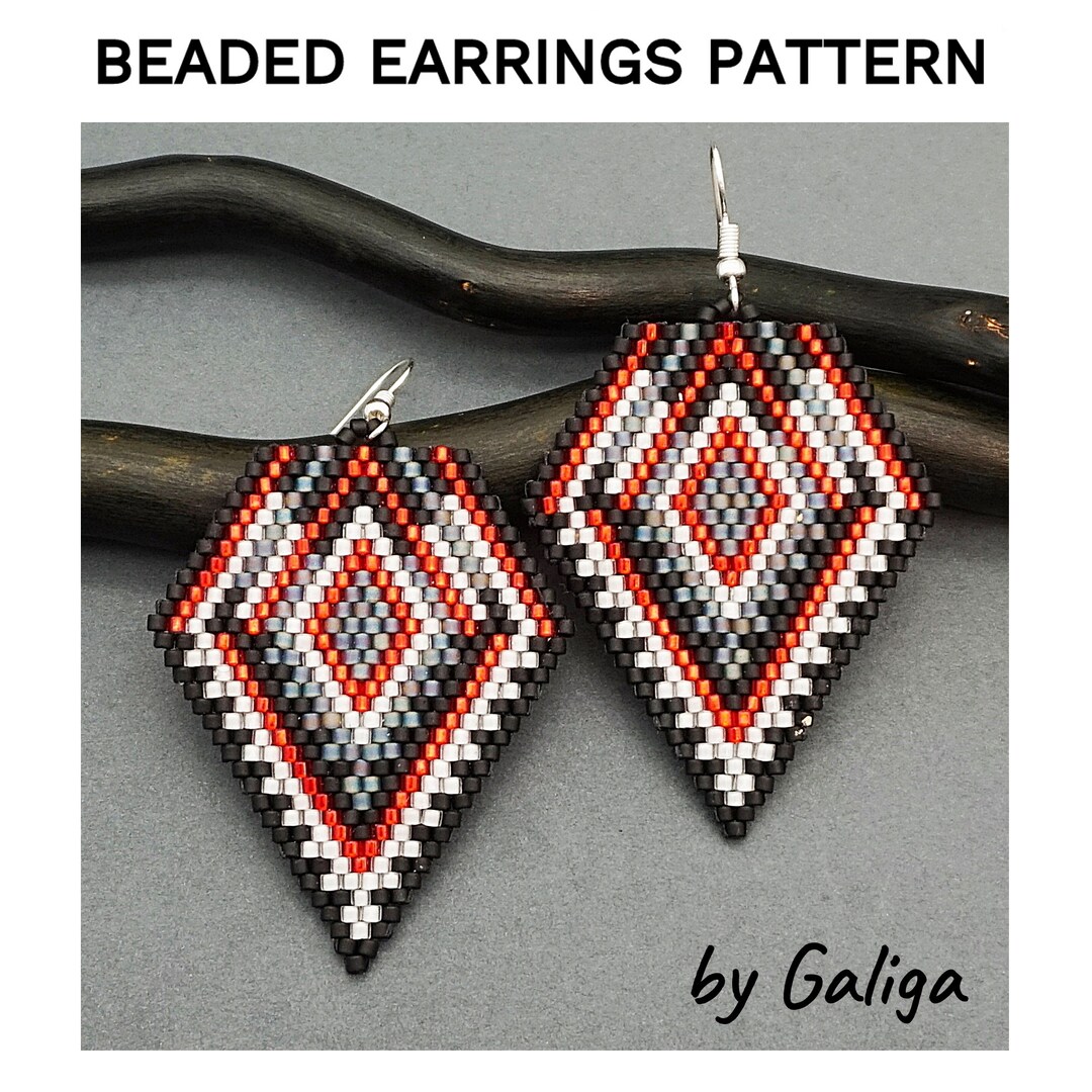 Beaded Earrings Patterns Diamond Earrings Beading Pattern Seed Bead ...