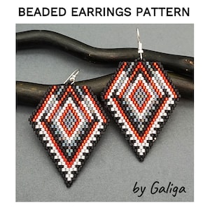 Beaded earrings patterns Diamond Earrings Beading pattern Seed bead pattern, Jewelry pattern earrings tutorial, instant download pdf pattern