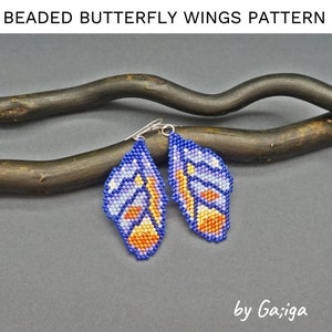 Blue Butterfly Bead Earrings Pattern DIY Jewelry Making Beading Brick Stitch Butterflies Seed Bead Schema Dragongly Bedwork Patterns