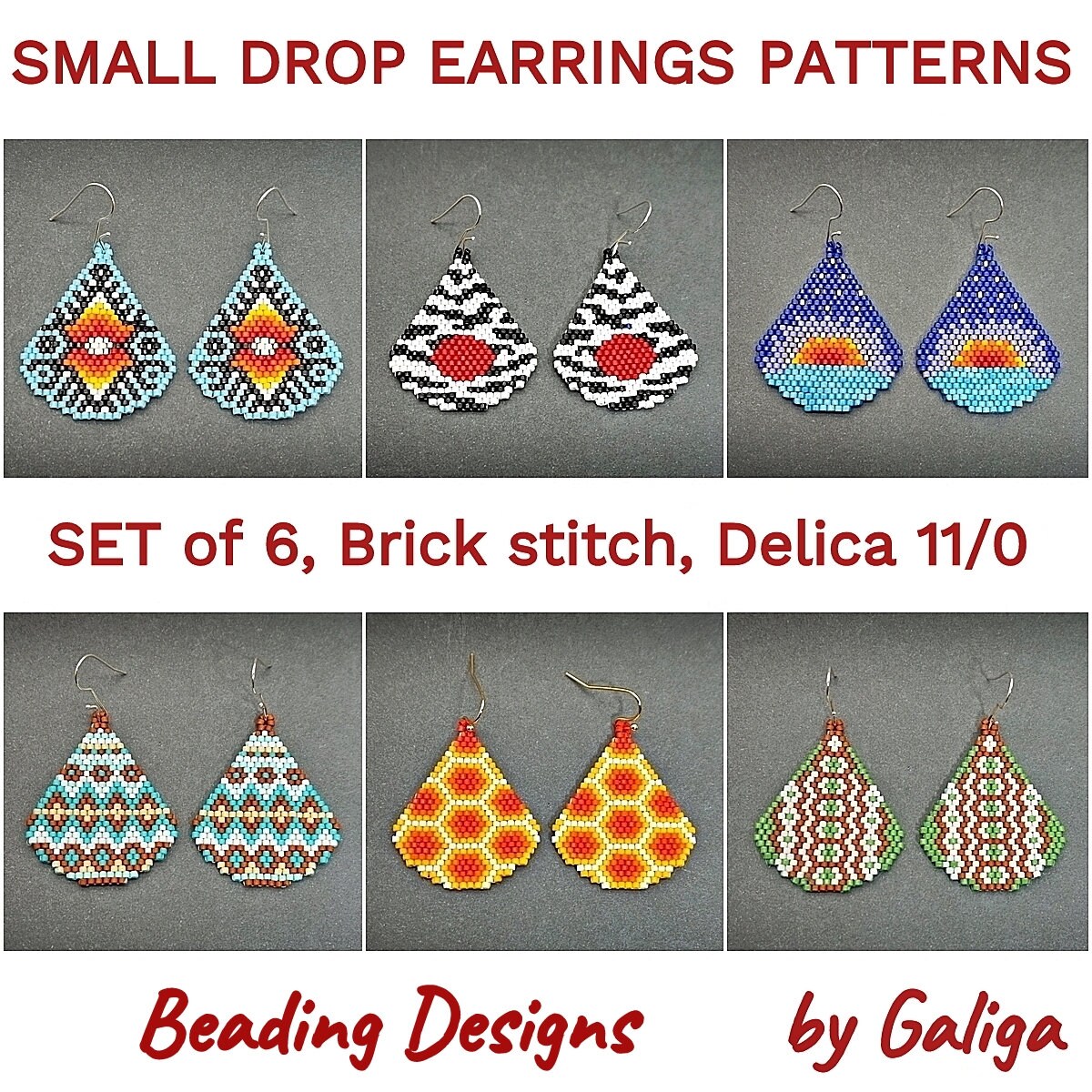 Brick Stitch Necklace and Earrings Kit and Diagram -   Photo de bijoux,  Schémas de bijoux en perles, Modèles de bijoux