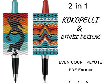 KOKOPELLI Pen Cover Pattern For Beading Patterns Pen Wrap Bead Pen Patterns Tribal Ethnic Digital Download PDF DIY Jewelry Making How To