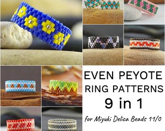 Peyote Ring Patterns PDF Digital Patterns Beading Pattern Even Peyote Bead Pattern Beaded Ornaments Beaded Jewelry Pattern Seed Bead Pattern