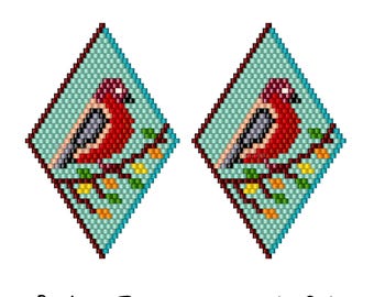 Beading Pattern Beaded Bird Earrings Seed Bead Delica Diamond Design